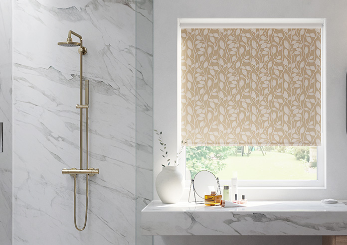 Leaf Motif, Tan - Twist&Fit Roller Blind - Image 3